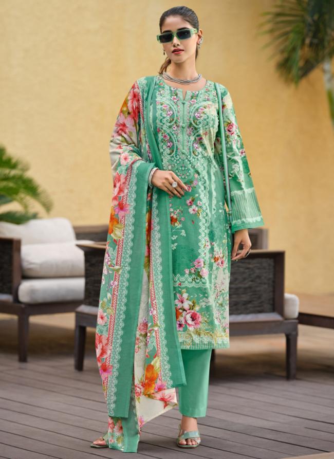 Lawn Camric Teal Casual Wear Printed Salwar Suit